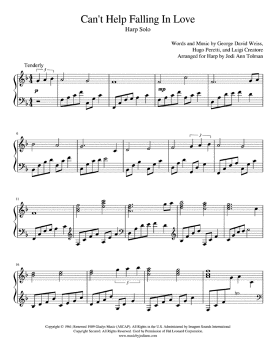 Can't Help Falling In Love Harp scores gallery preview page 2