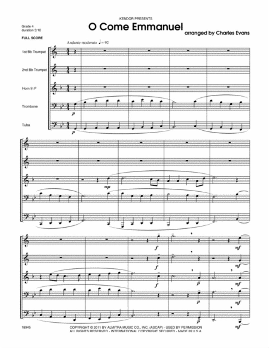O Come Emmanuel Horn scores gallery preview page 2