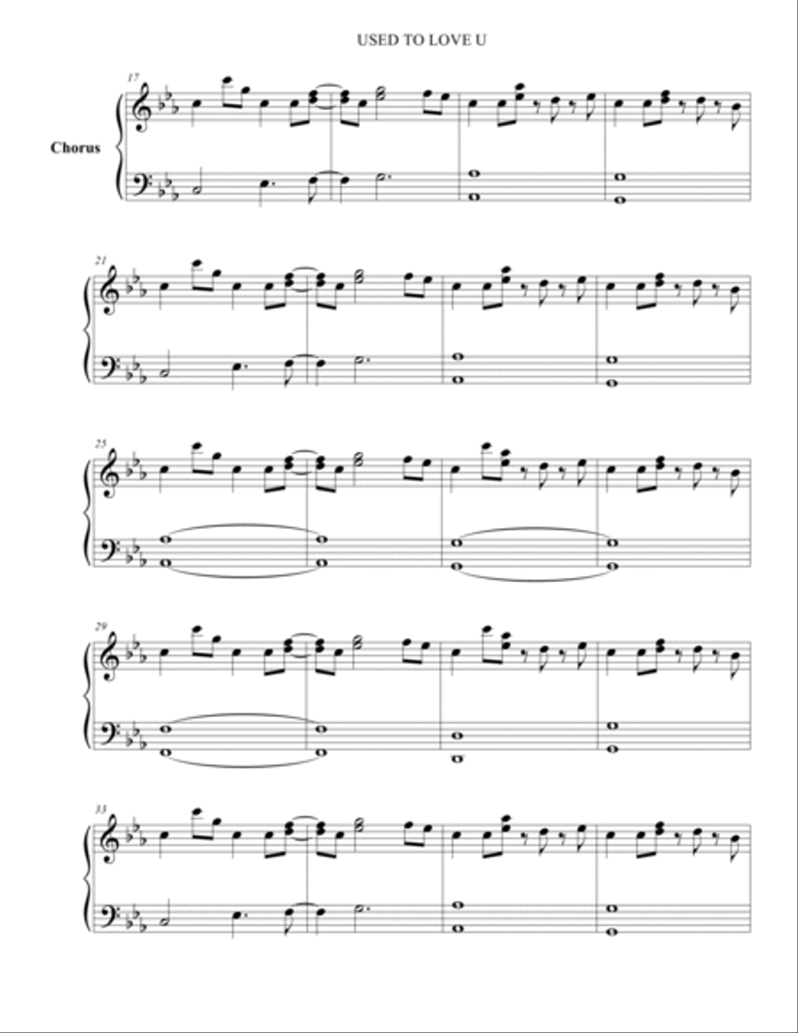 Used To Love U Piano Solo scores gallery preview page 2
