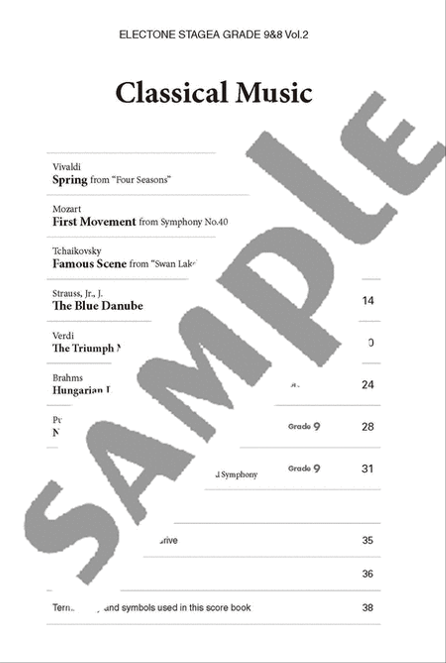 Electone STAGEA GRADE 9 & 8 Vol.2 Classical Music(+USB)/English Version Electone scores gallery preview page 2