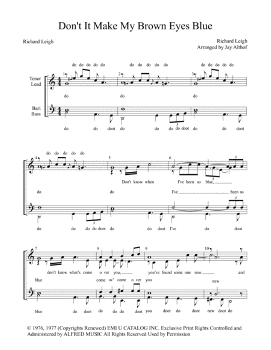 Don't It Make My Brown Eyes Blue SSAA scores gallery preview page 1