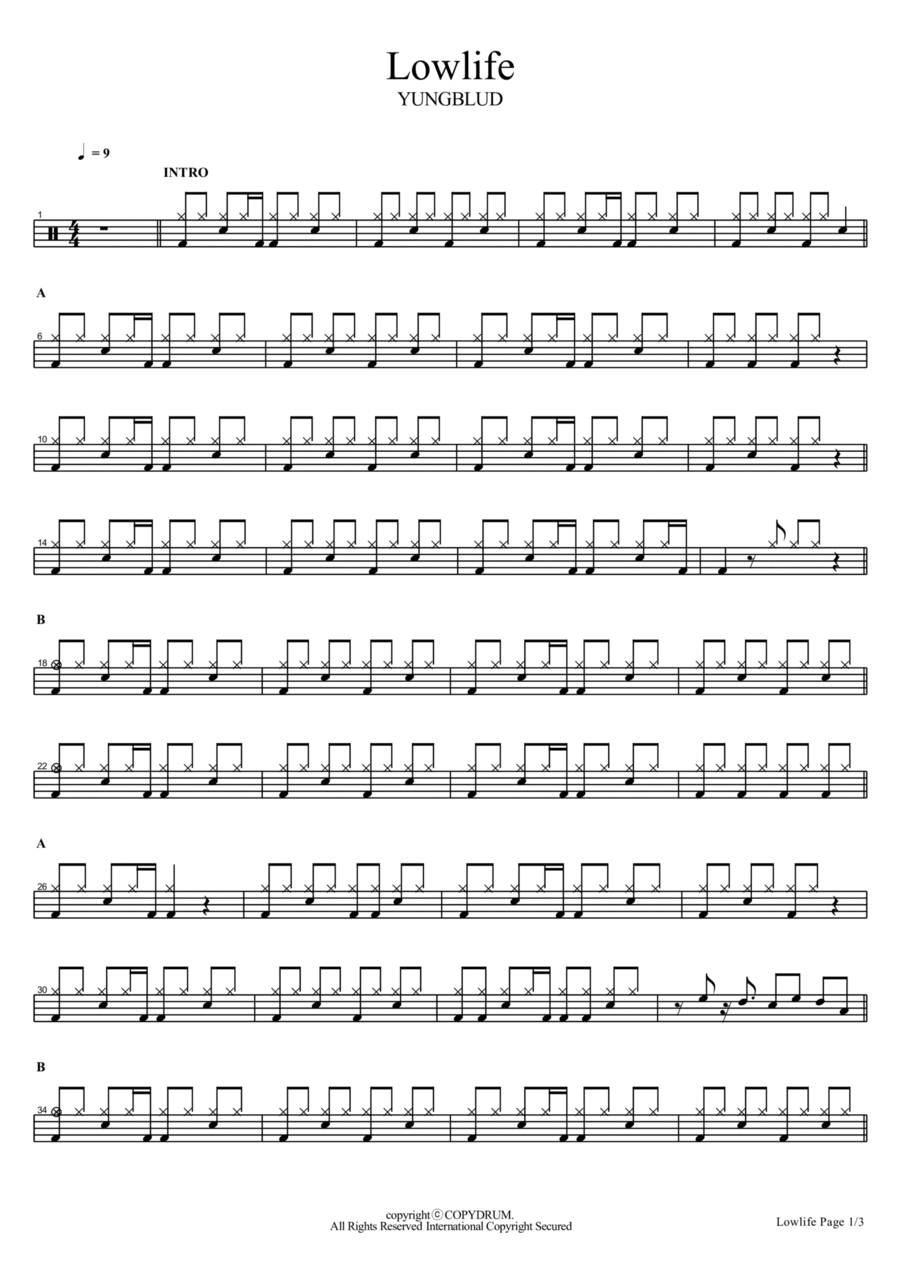 Lowlife Lowlife Drum Set scores gallery preview page 1
