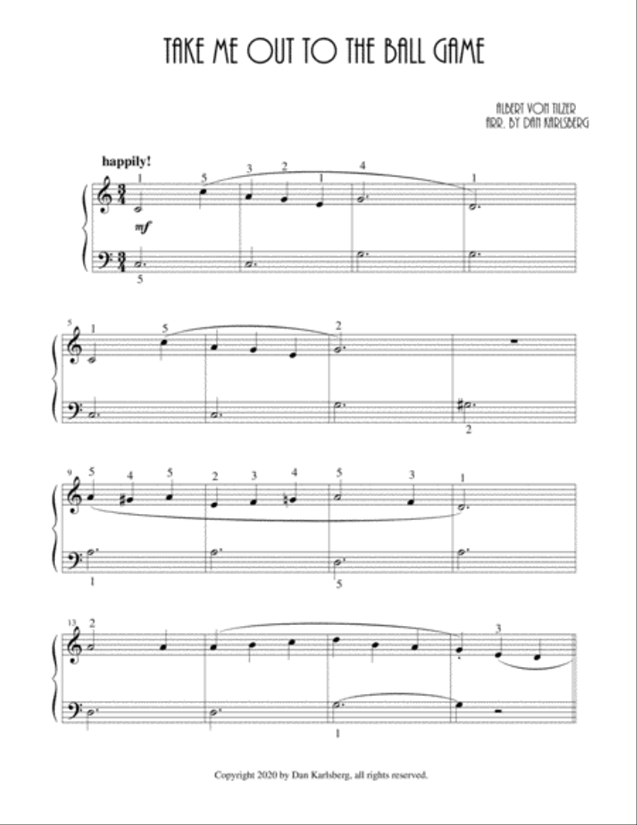 Take Me Out to the Ball Game Piano Solo scores gallery preview page 1