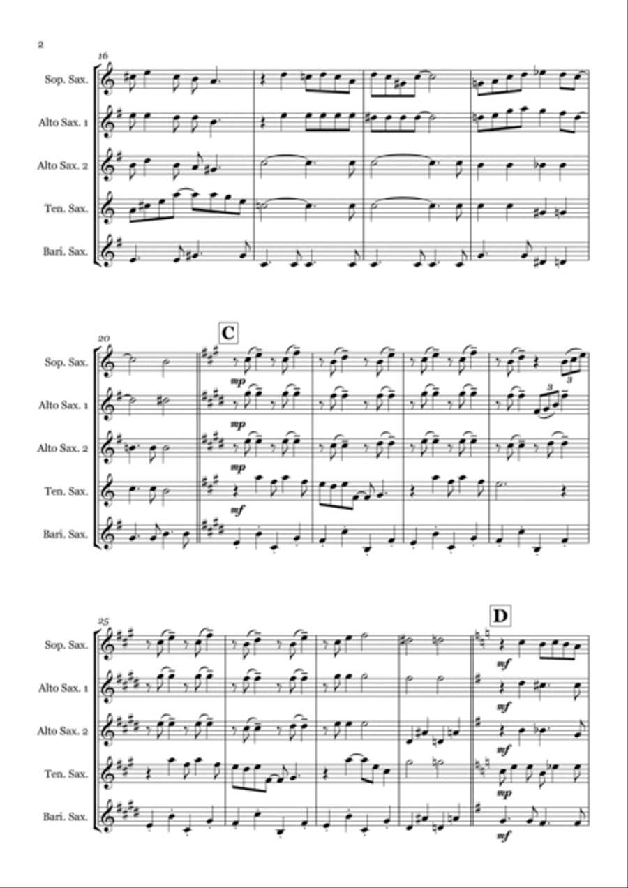 Dream A Little Dream Of Me Saxophone Quintet scores gallery preview page 2