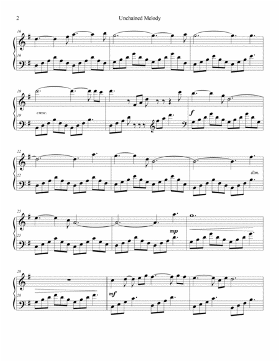 Unchained Melody Harp scores gallery preview page 2