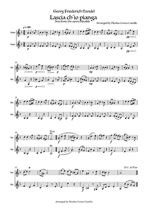 Book cover for Handel - Lascia ch'io pianga for Violin Duet