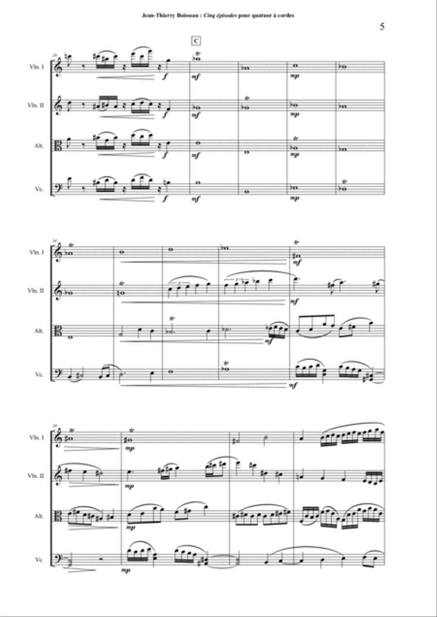 Cinq Episodes (Five Episodes) for string quartet String Quartet scores gallery preview page 5