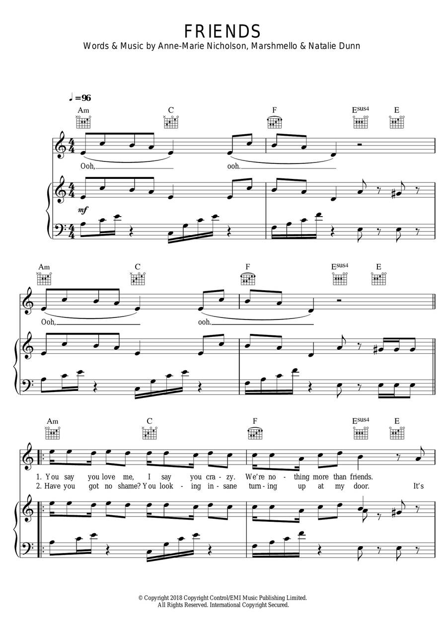 FRIENDS Piano, Vocal scores gallery preview page 1