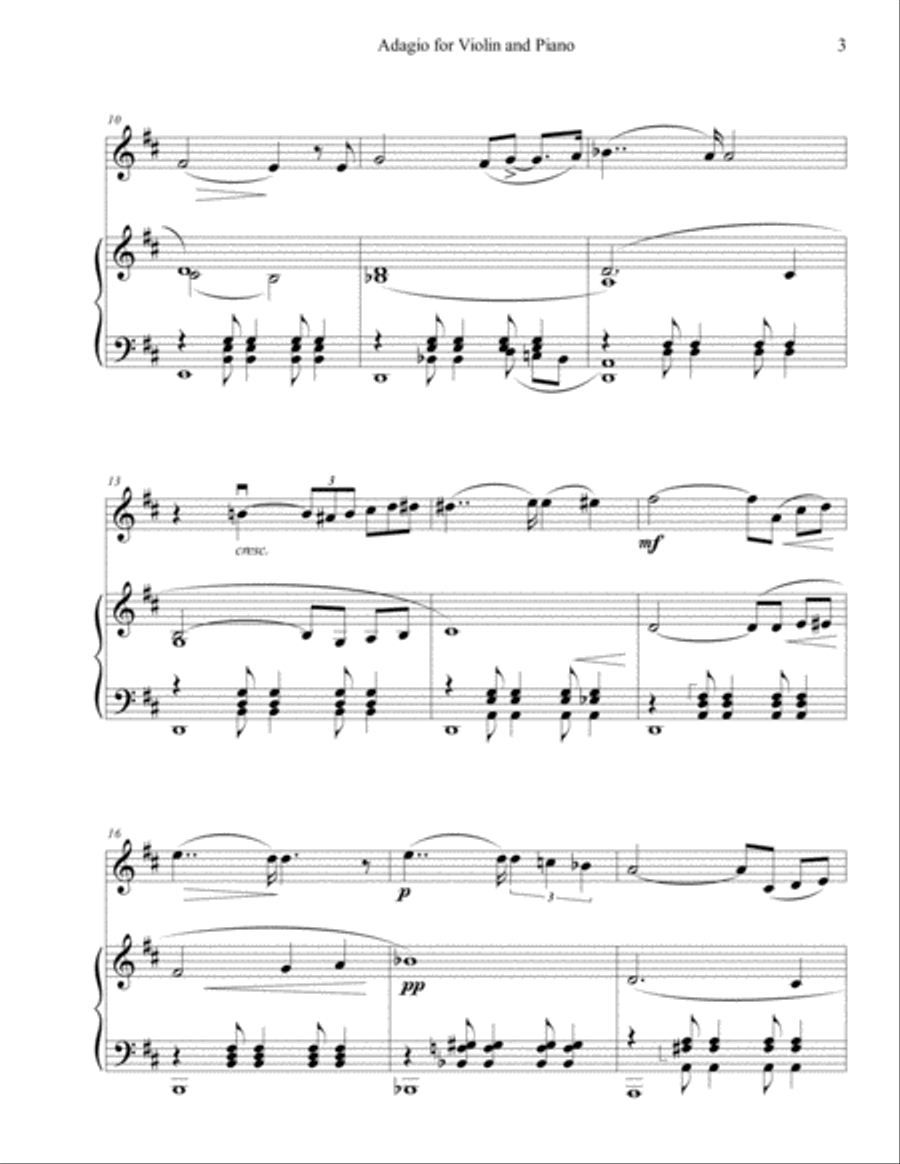 Adagio for Violin and Piano Violin Solo scores gallery preview page 3