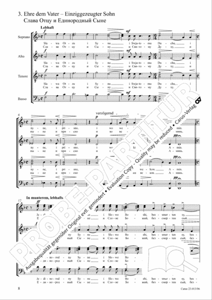Liturgy of St. John Chrysostom op. 31 for mixed choir a cappella (Chrysostomos-Liturgie op. 31 fur Chor a cappella mit singbarem deutschem Text) A Cappella scores gallery preview page 9