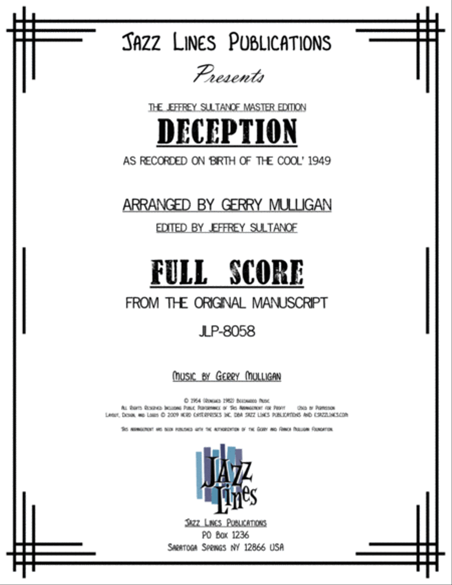 Deception Baritone Saxophone scores gallery preview page 1