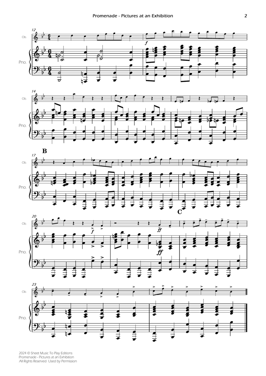 Pictures at an Exhibition - Promenade - Oboe and Piano (Full Score and Parts) image number null