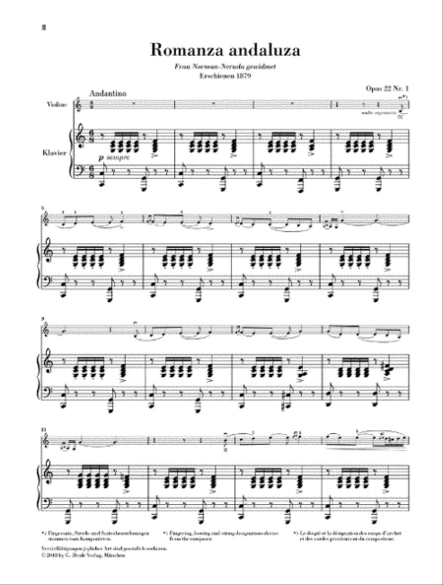 Romanza Andaluza (Spanish Dance No. 3) Op. 22 No. 1 Violin Solo scores gallery preview page 2