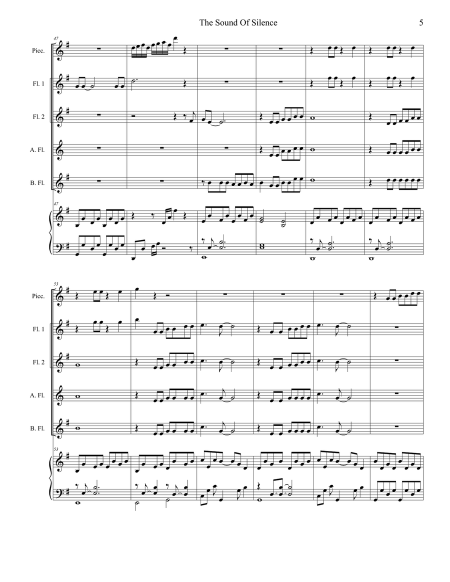 The Sound Of Silence Flute Choir scores gallery preview page 5