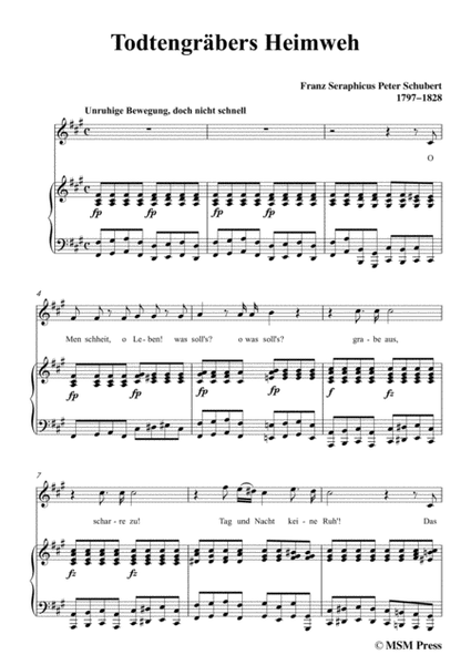 Schubert-Todtengräbers Heimweh,in f sharp minor,for Voice&Piano image number null