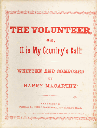 Book cover for The Volunteer, or, It is My Country's Call
