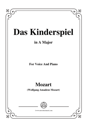 Book cover for Mozart-Das kinderspiel,in A Major,for Voice and Piano