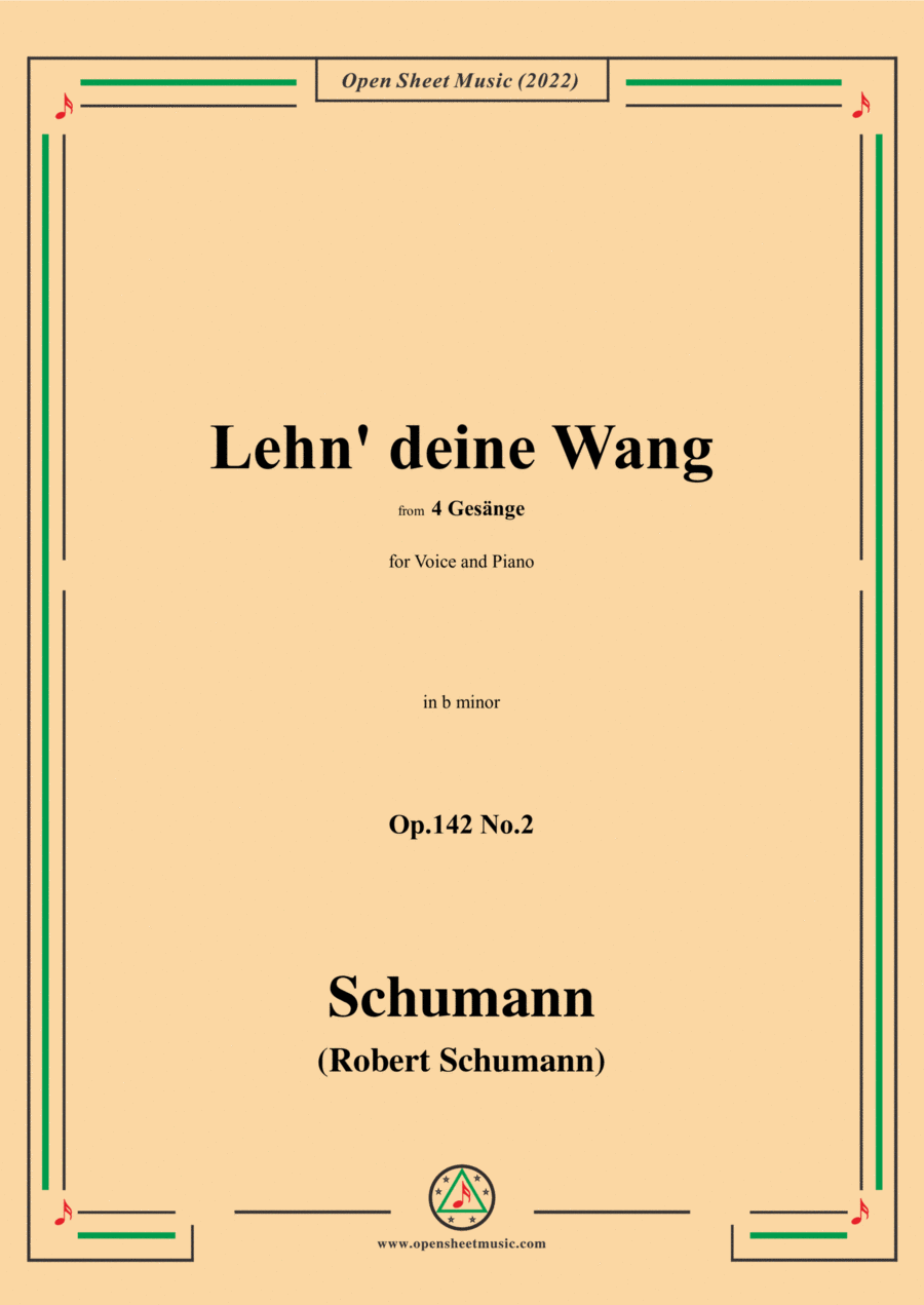 Schumann-Lehn deine Wang,Op.142 No.2,in b minor Voice scores gallery preview page 1