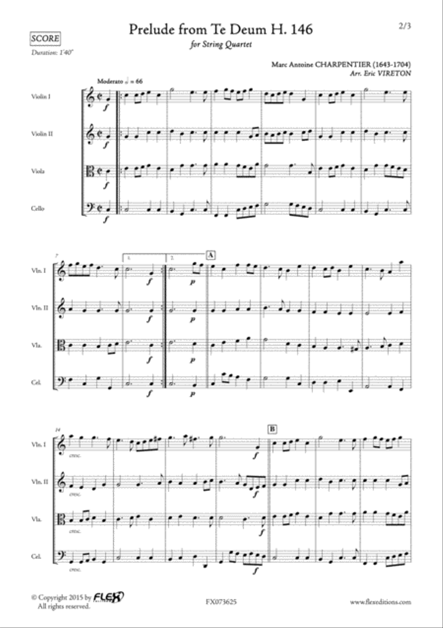 Prelude from Te Deum H. 146 String Quartet scores gallery preview page 2