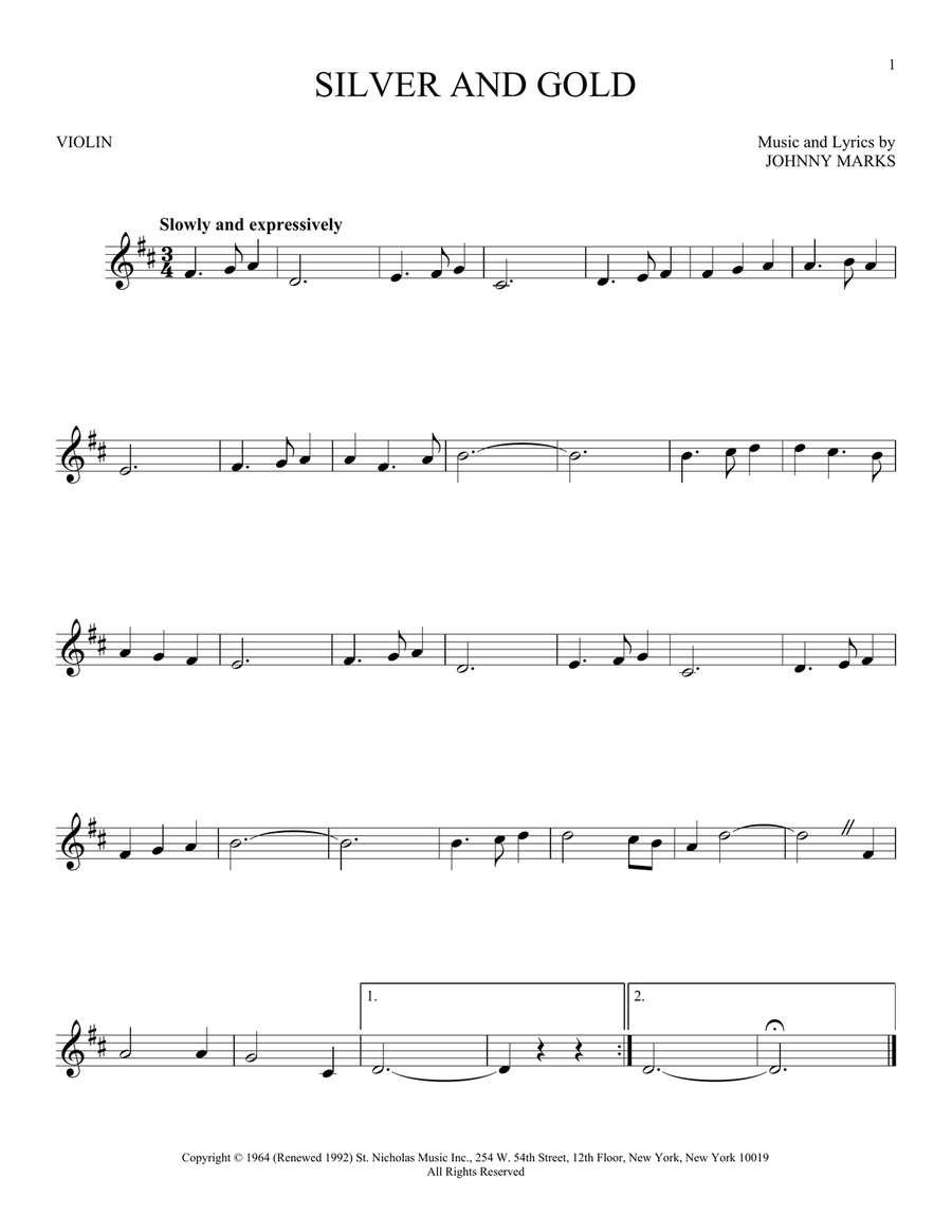 Silver And Gold Silver And Gold Violin Solo scores gallery preview page 1