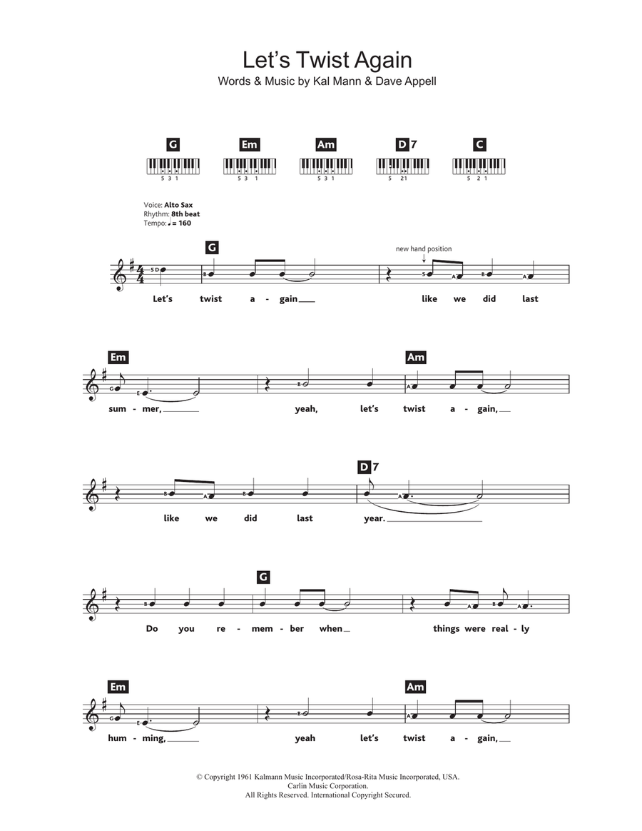 Let's Twist Again Let's Twist Again Piano scores gallery preview page 1