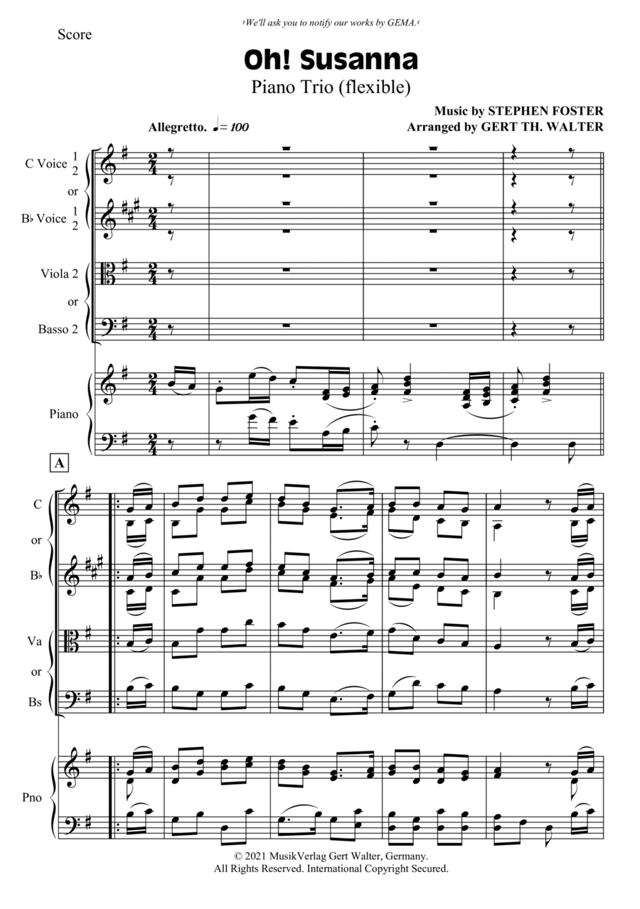 Oh! Susanna Oh! Susanna Piano Trio scores gallery preview page 1