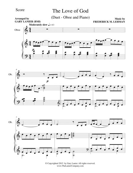 THE LOVE OF GOD (Duet – Oboe and Piano/Score and Parts) image number null