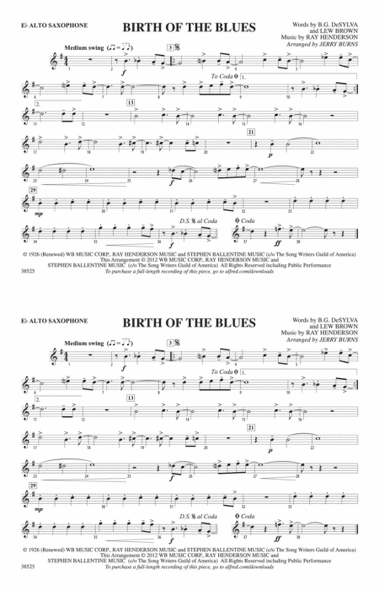 Birth of the Blues: E-flat Alto Saxophone