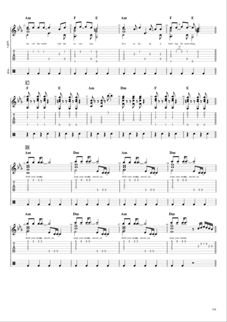 Sweet Dreams (are Made Of This) Guitar Tablature scores gallery preview page 3