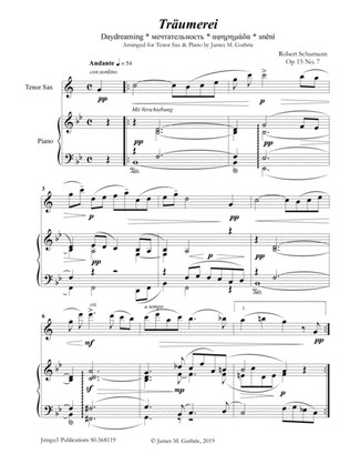 Schumann: Träumerei Op. 15 No. 7 for Tenor Sax & Piano