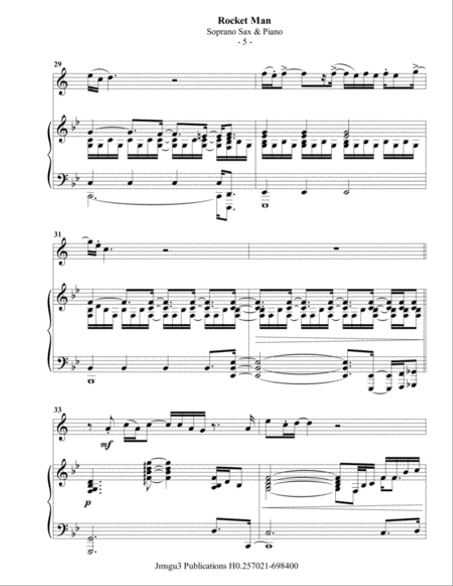 Rocket Man (I Think It's Gonna Be A Long Long Time) Soprano Saxophone scores gallery preview page 6