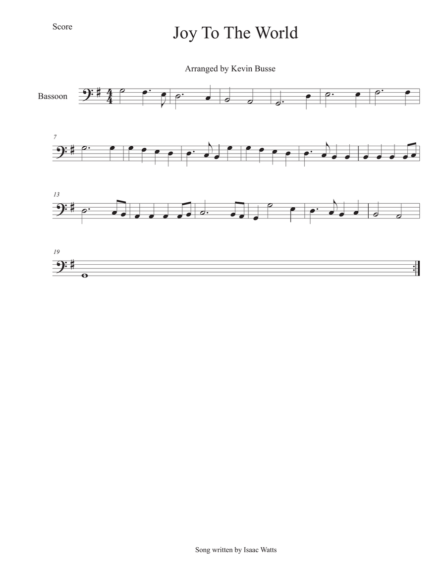 Joy To The World - Bassoon