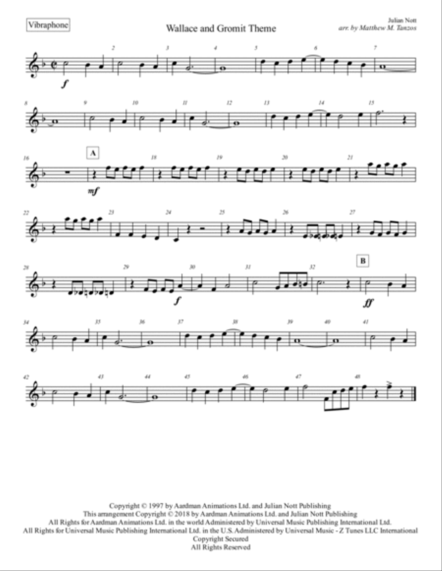 Wallace And Gromit Theme Percussion Ensemble scores gallery preview page 6