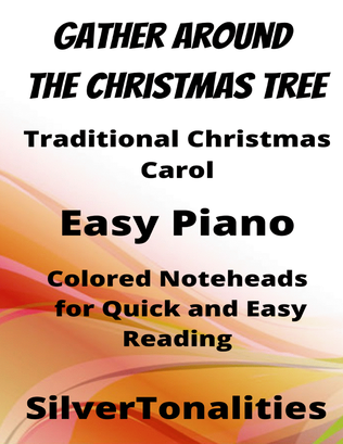 Book cover for Gather Around the Christmas Tree Easy Piano Sheet Music with Colored Notation