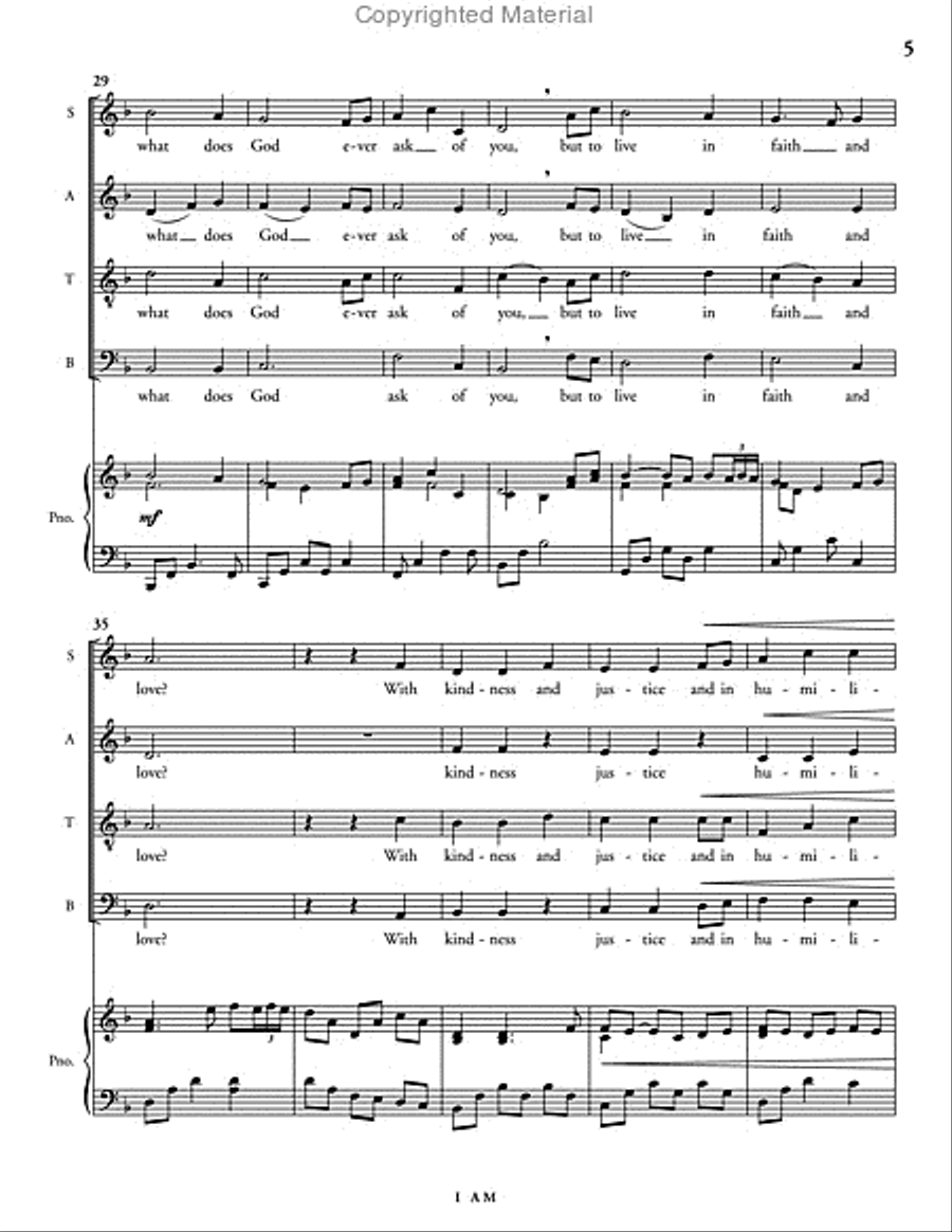 I Am (choral score) 4-Part scores gallery preview page 5
