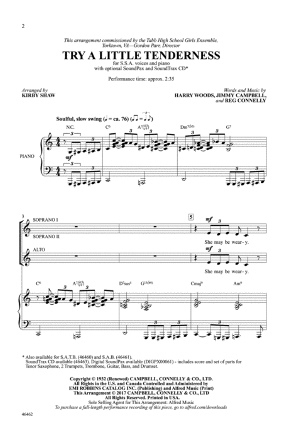 Try a Little Tenderness Try a Little Tenderness Choir scores gallery preview page 1