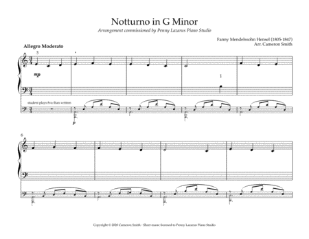 Notturno in G Minor - Primer Level piano arrangement image number null