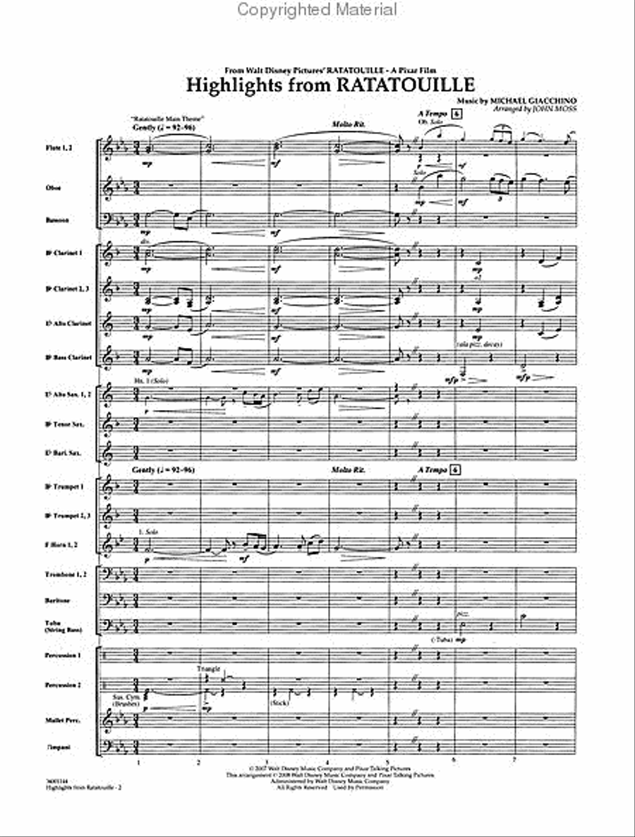 Highlights from Ratatouille Concert Band scores gallery preview page 2