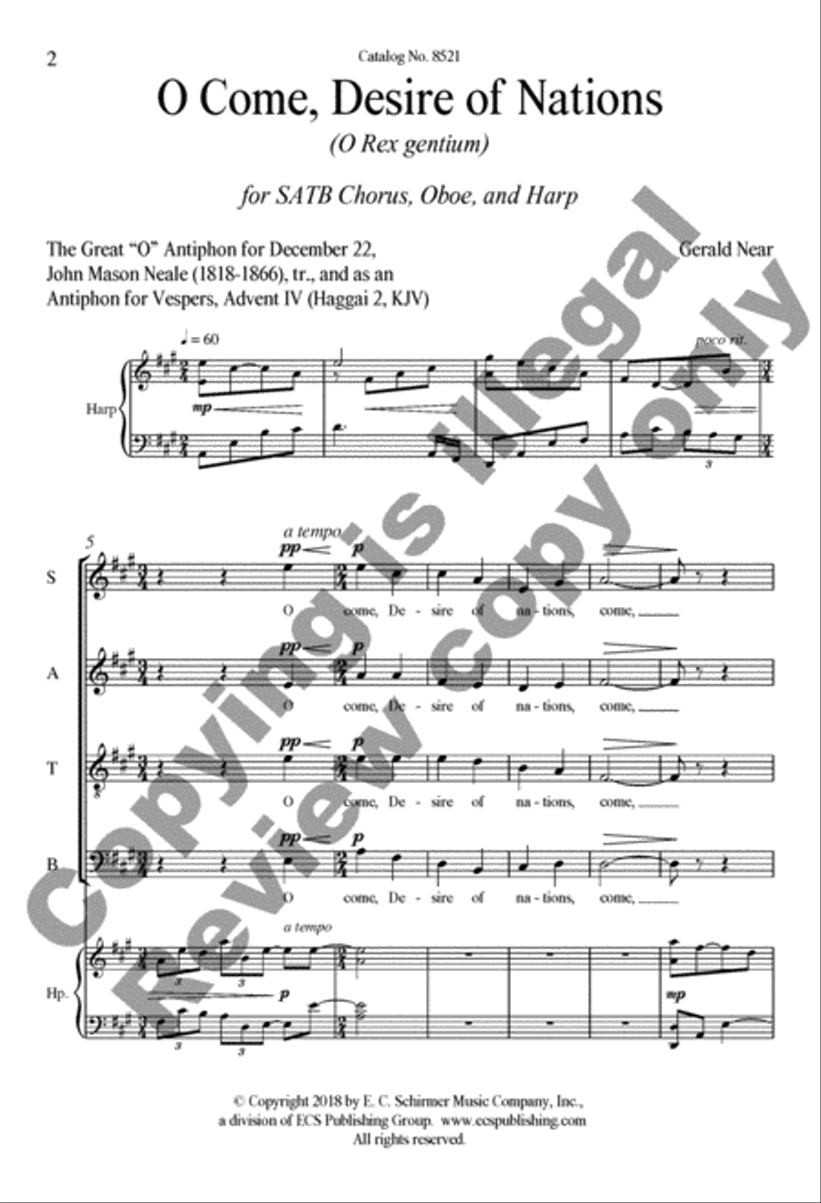 O Come, Desire of Nations (O Rex gentium) 4-Part scores gallery preview page 2