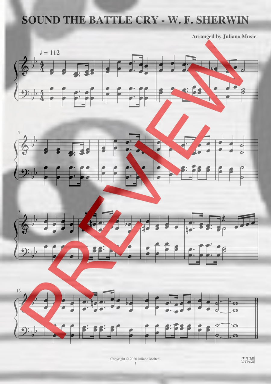 SOUND THE BATTLE CRY - W. F. SHERWIN (HYMN - EASY ORGAN) Organ Solo scores gallery preview page 2