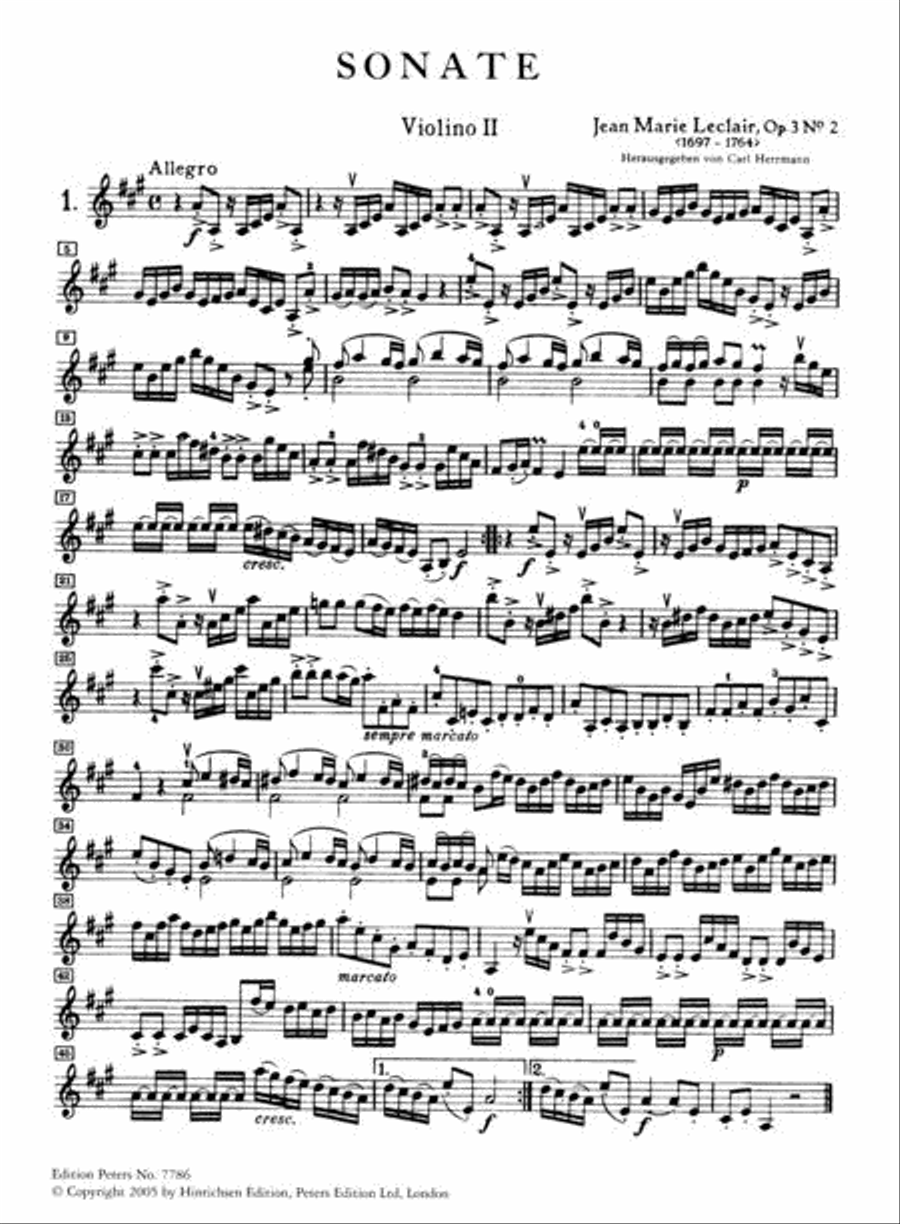 Three Original Sonatas for Two Violins Violin scores gallery preview page 3