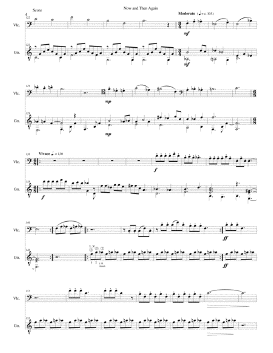 Now and then again for cello and guitar String Duet scores gallery preview page 4