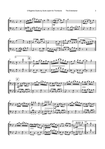Five Ragtime Duets by Scott Joplin for Trombone