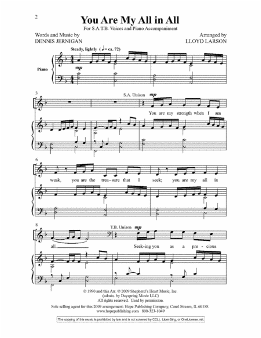 You Are My All in All 4-Part scores gallery preview page 2