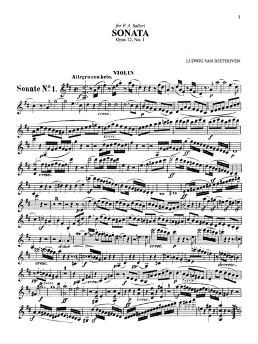 Beethoven: Violin Sonata, Op. 12 No. 1 Violin scores gallery preview page 1