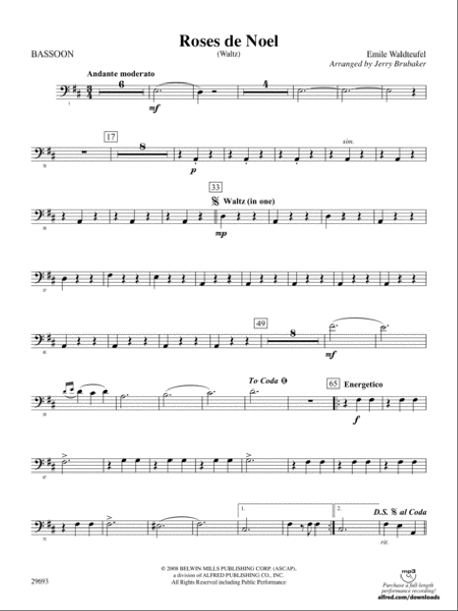 Roses de Noel (Waltz): Bassoon Full Orchestra scores gallery preview page 1