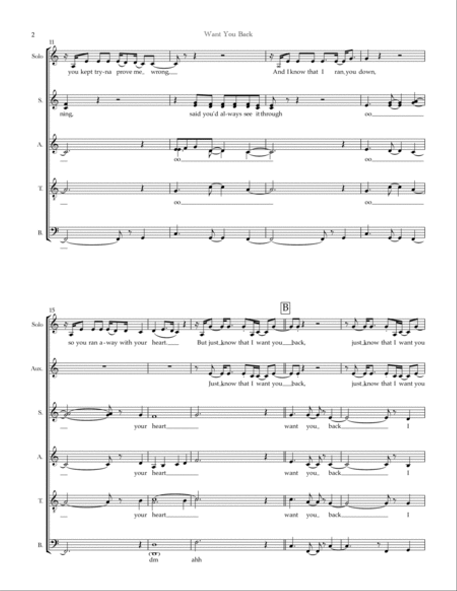 Want You Back Want You Back Divisi scores gallery preview page 2