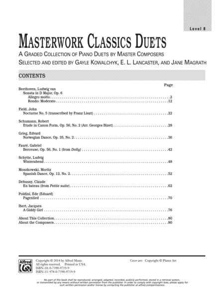 Masterwork Classics Duets, Level 8: A Graded Collection of Piano Duets by Master Composers