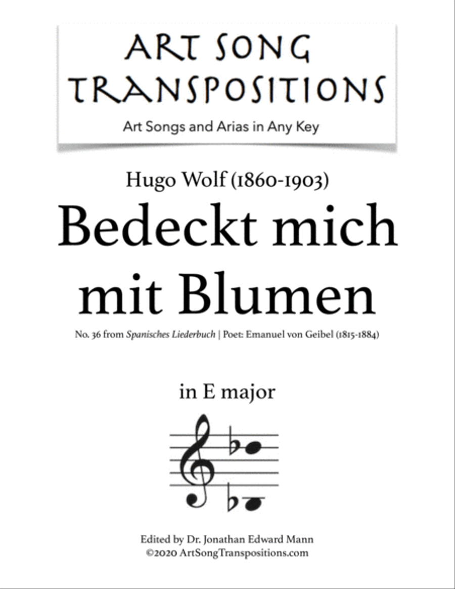 WOLF: Bedeckt mich mit Blumen (transposed to E major) Voice scores gallery preview page 1