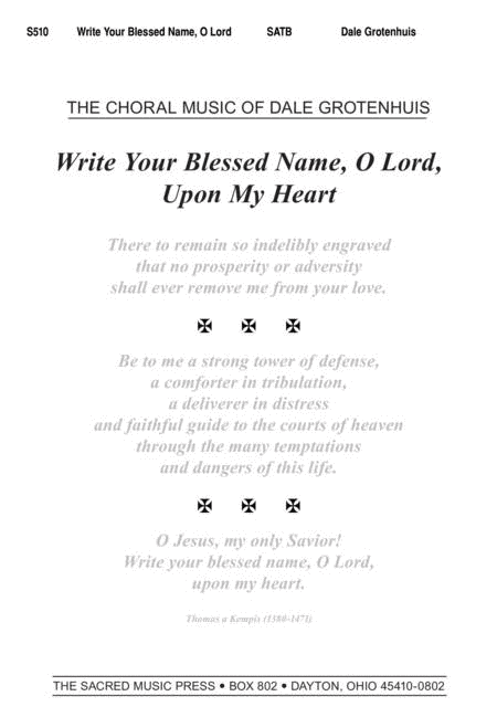 Write Your Blessed Name, O Lord
